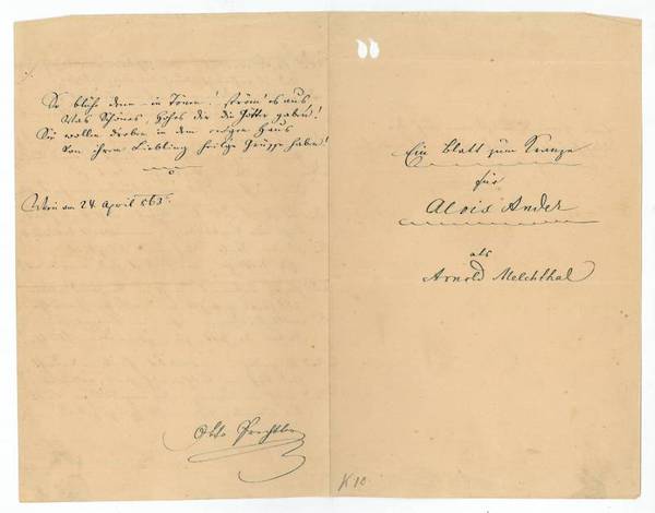 Ein Blatt zum Kranze für Alois Ander als Arnold Melchthal. …