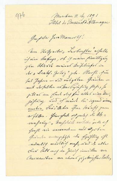 Eigenh. Brief mit U.
