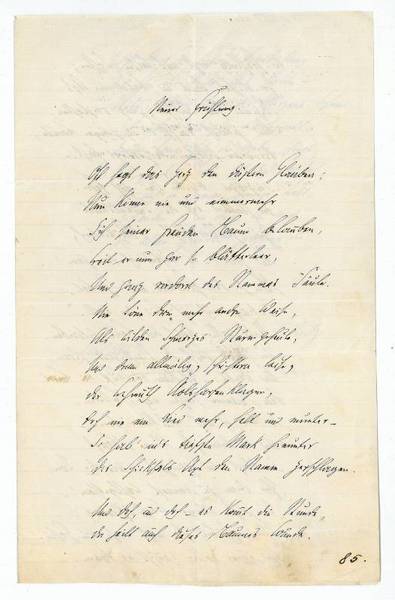 Neuer Frühling. Eigenh. Gedicht mit U.