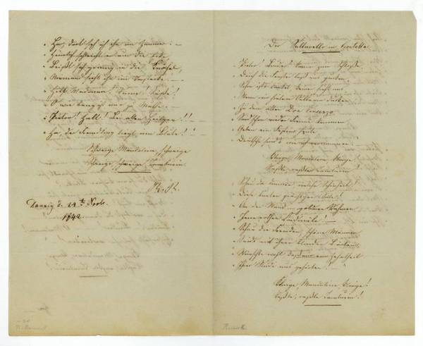 Der Saltarello in Civitella. Eigenh. Gedicht mit U. ("R. R.").