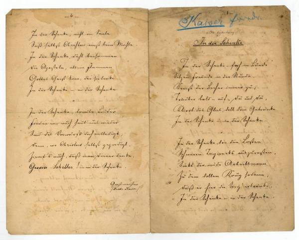 Eigenh. Gedicht "In der Schenke" mit U.