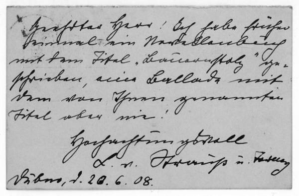 Eigenh. Postkarte m. U.