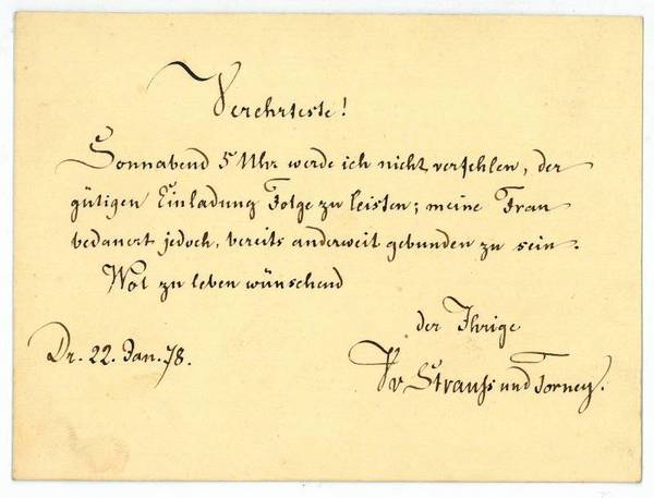 Eigenh. Briefkarte mit U.