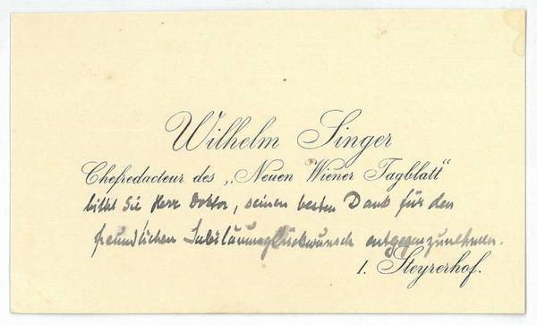 Eigenh. Visitenkarte.