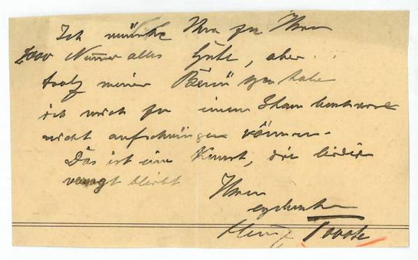 Eigenh. Brief (Fragment) mit U.