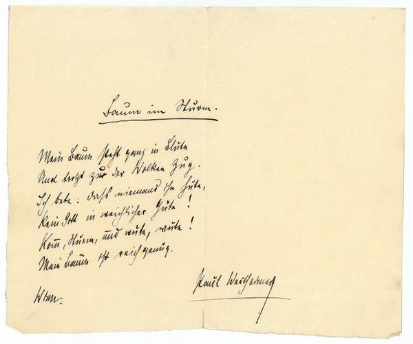 Eigenh. Gedicht "Baum im Sturm" mit U.