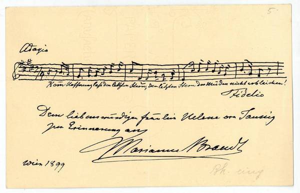 Autograph musical quotation signed.