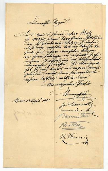 Eigenh. Rundschreiben mit U. und den Unterschriften von mehreren Schauspielern …