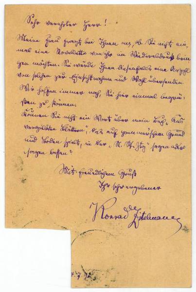 Eigenh. Postkarte m. U.