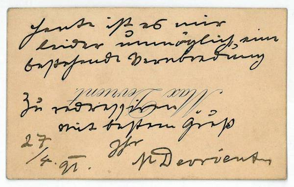 Eigenh. Brief m. U. (Visitenkarte).