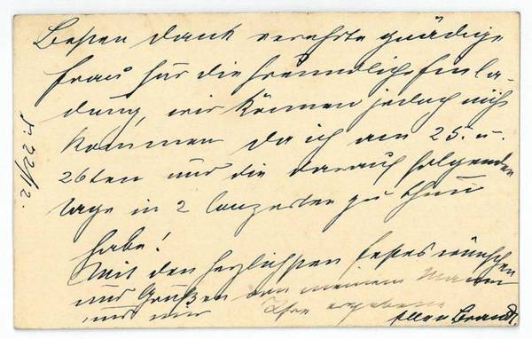 Visitenkarte mit eigenh. Widmung und U.