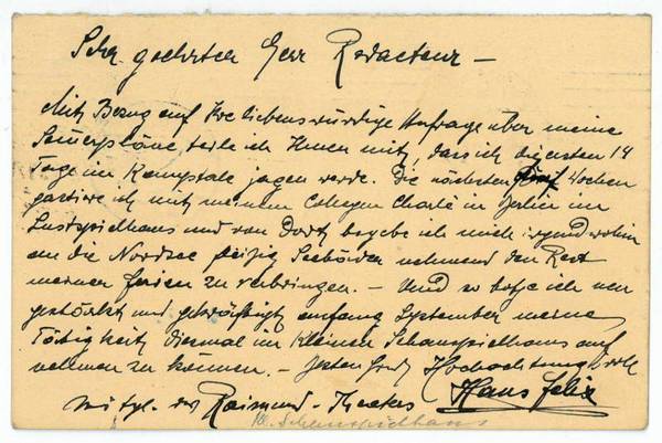 Eigenh. Postkarte m. U.