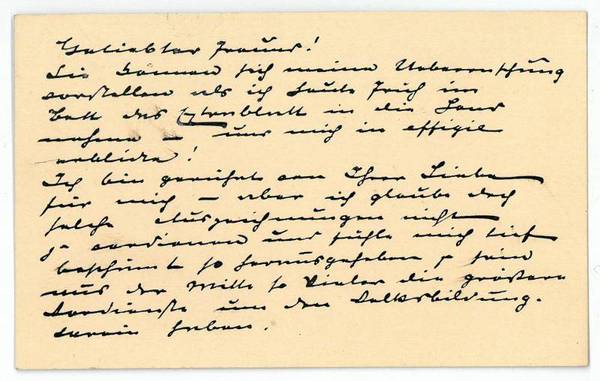 Visitenkarte mit eigenh. Widmung und U.