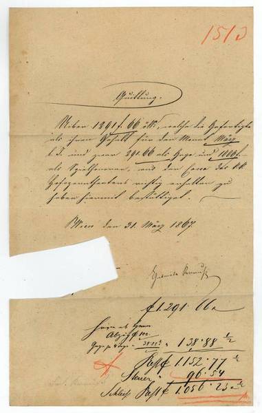 Dokument mit eigenh. U.