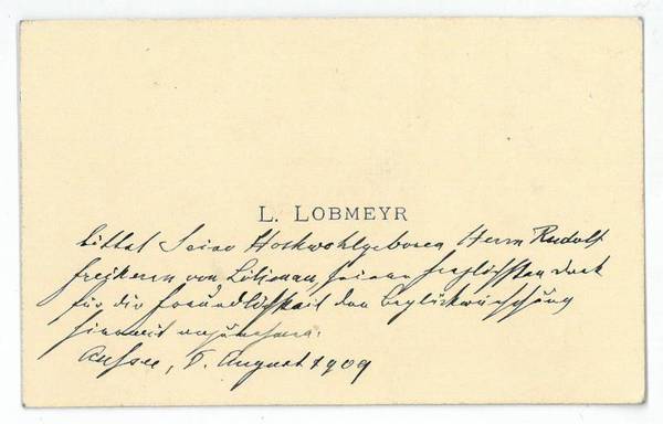 Eigenh. Visitenkarte.