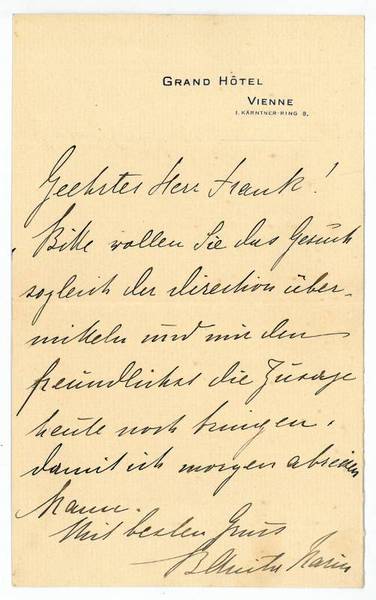 Eigenh. Brief m. U. Beiliegend Umschlag.