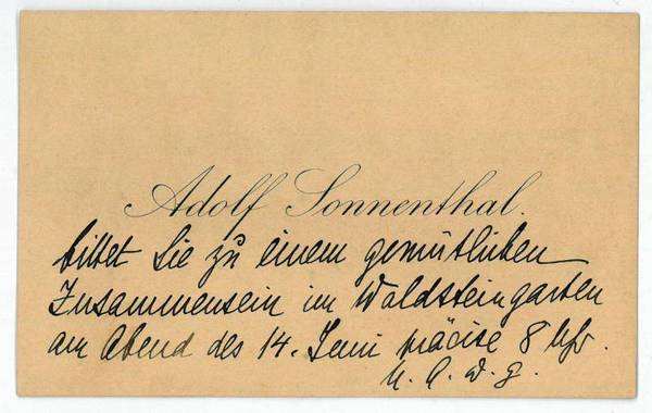 Visitenkarte mit eigenh. Notiz.