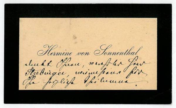 Visitenkarte mit eigenh. Widmung.