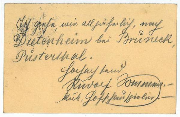 Eigenh. Postkarte m. U.