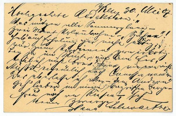 Eigenh. Postkarte m. U.