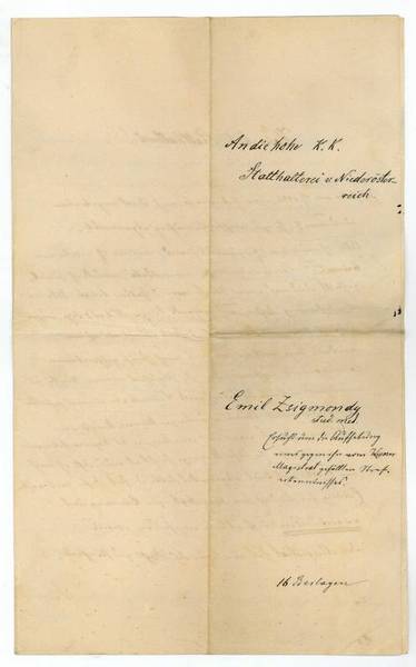 Eigenh. Entwurf zu einer Supplik mit U.