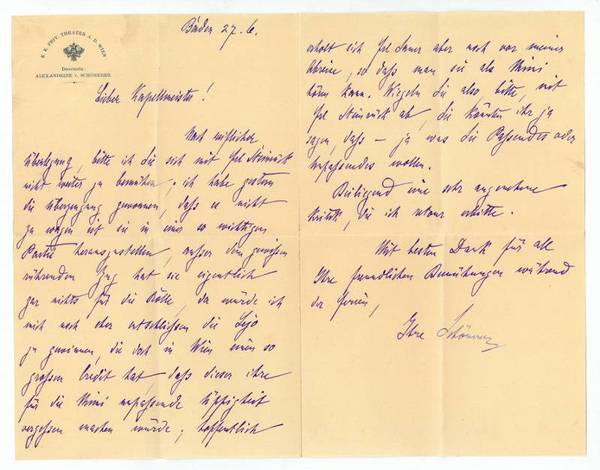 Eigenh. Brief m. U. Beiliegend Umschlag.