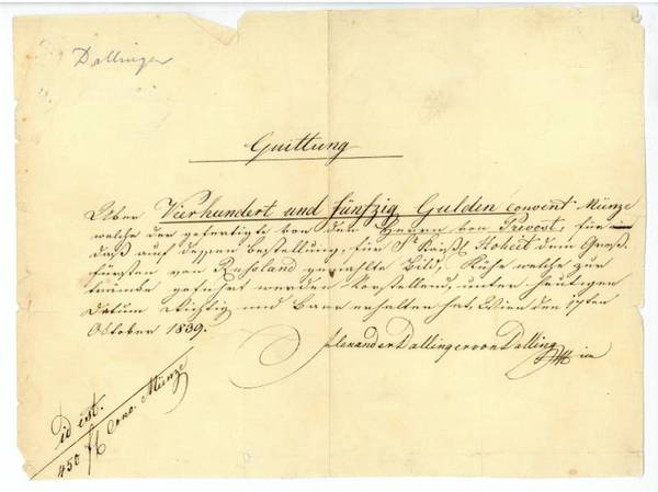 Eigenh. Quittung mit U.