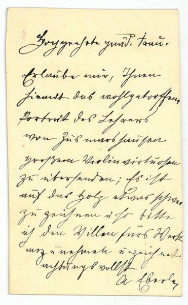 Eigenh. Visitenkarte mit U.