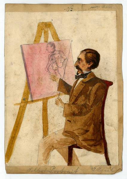 Eigenh. Aquarellzeichnung mit U.