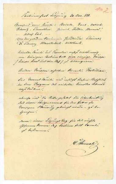 Eigenh. Sitzungsbericht mit U.