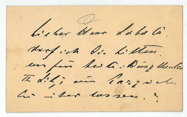 Eigenh. Visitenkarte mit U.