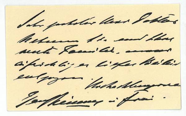 Eigenh. Visitenkarte mit U.