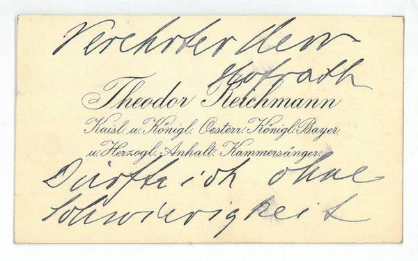 Eigenh. Visitenkarte mit Paraphe.