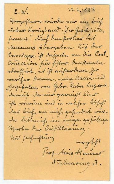 Eigenh. Postkarte mit U.