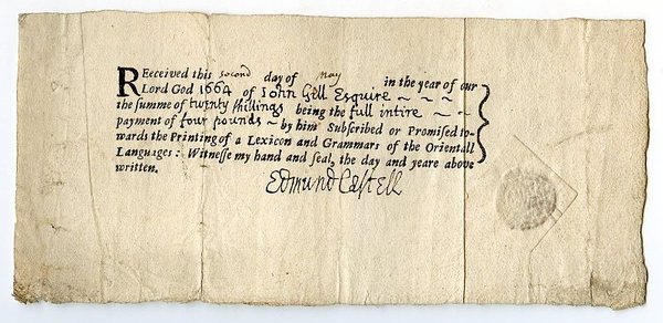 Printed blank form completed in ink and signed by Edmund …