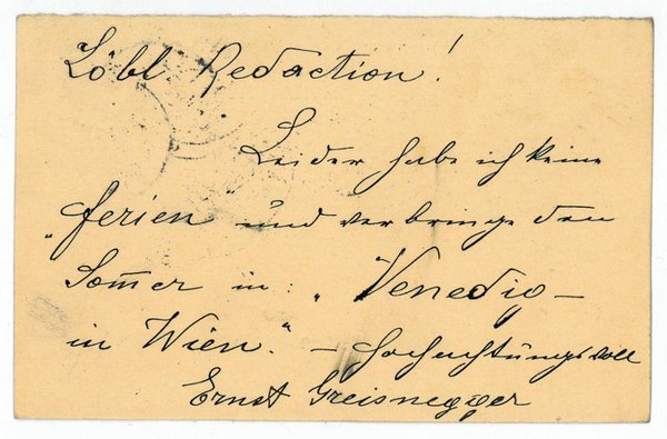 Eigenh. Postkarte mit U.