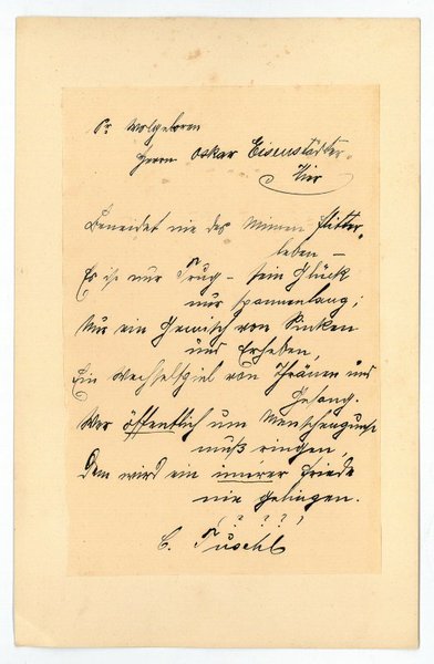 Eigenh. Albumblatt mit U.