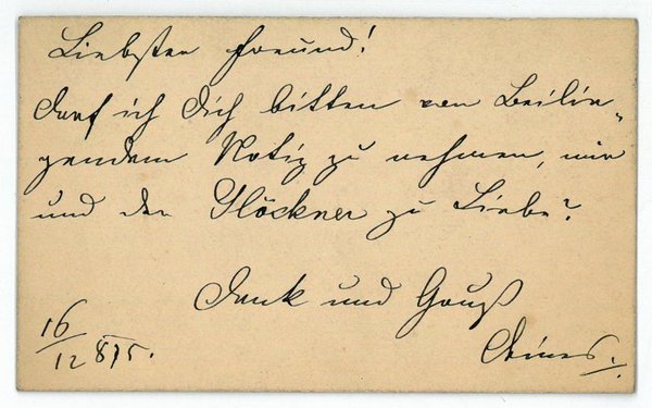 Eigenh. Visitenkarte.