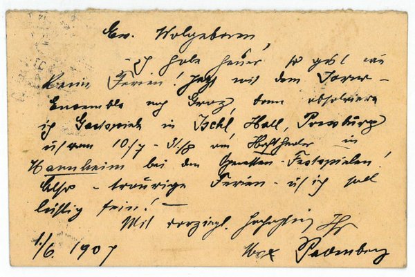 Eigenh. Postkarte mit U.