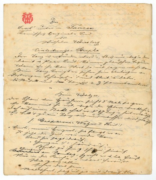 Eigenh. Manuskript mit Namenszug.