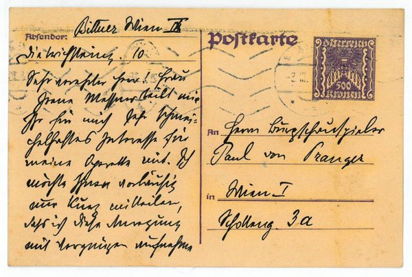 Eigenh. Postkarte mit U.