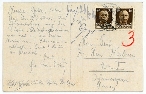 Eigenh. Postkarte mit U.