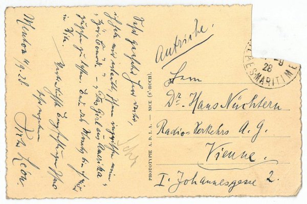 Eigenh. Postkarte mit U.