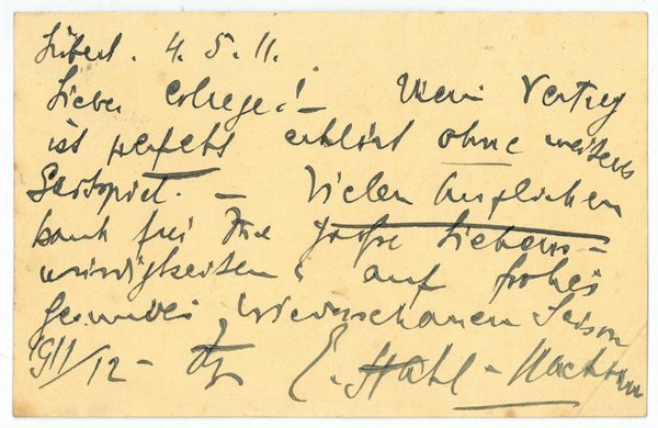 Eigenh. Postkarte mit U.