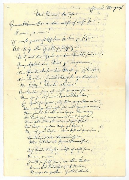 Eigenh. Mansuskript mit U.