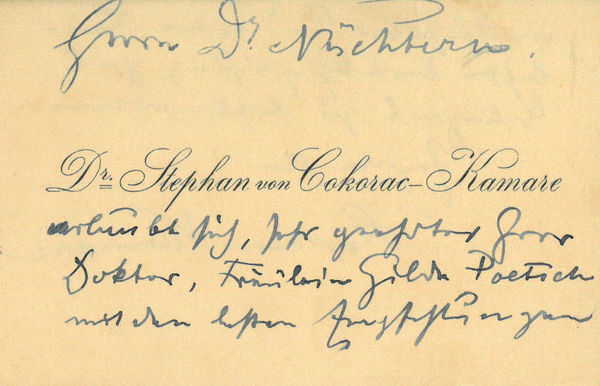 Eigenh. Visitenkarte mit U.