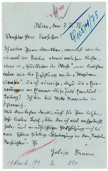 Eigenh. Brief mit U.