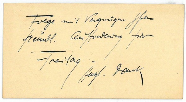 Eigenh. Visitenkarte.