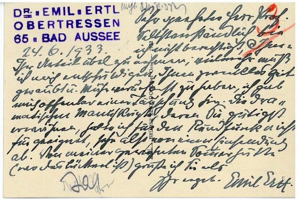 Eigenh. Postkarte mit U.