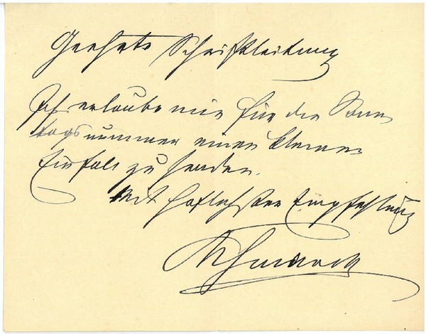 Eigenh. Briefkarte mit U.